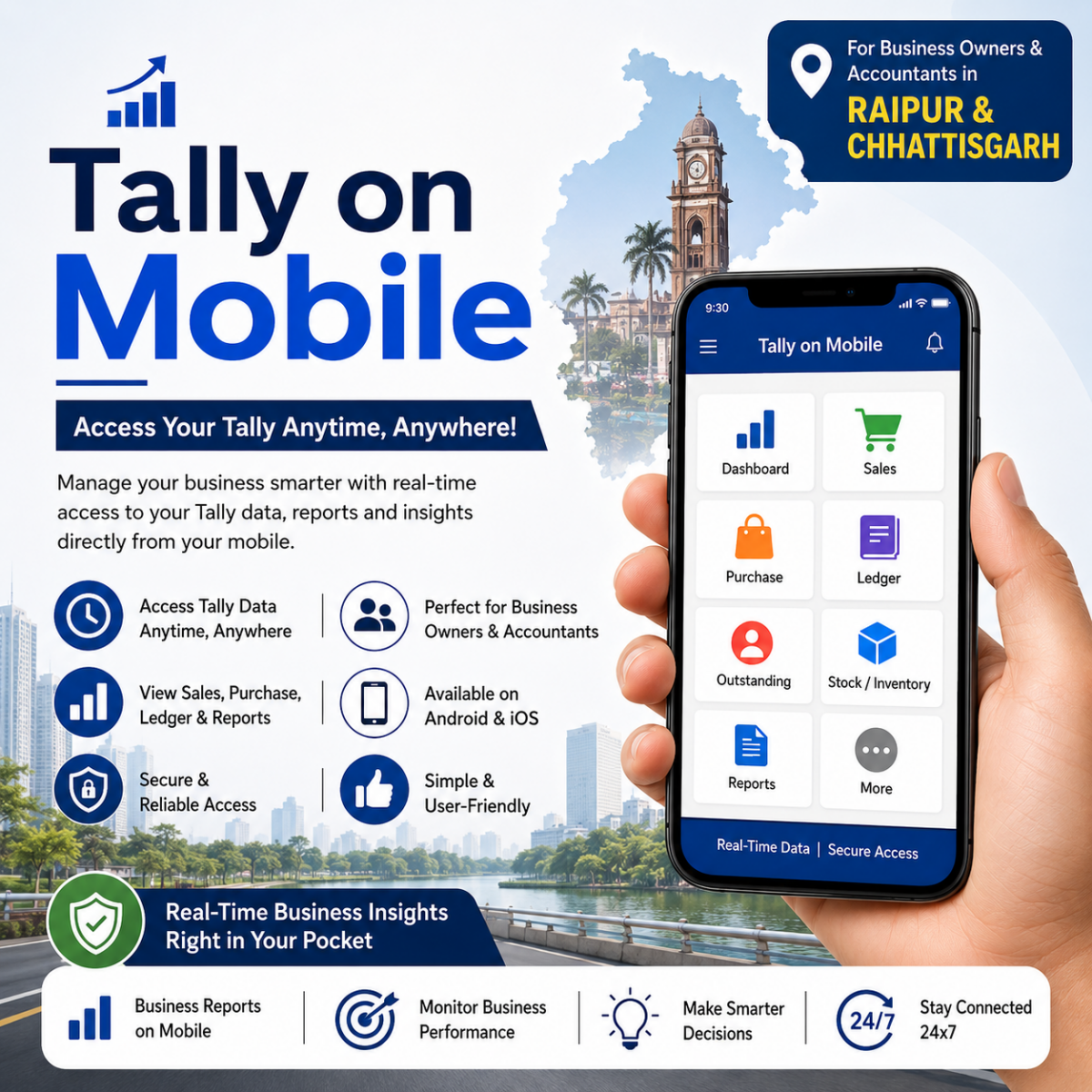 Tally reports on mobile in raipur - tally on mobile